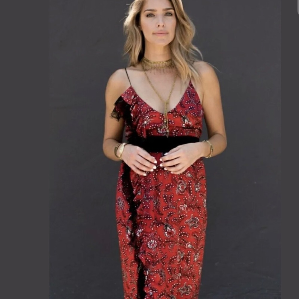NWT 5a7 Cinq A Sept Floral Lace Trim Silk Dress 2
